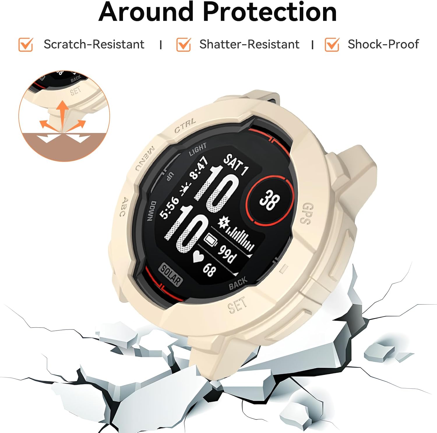 Detalle de OVERSTEP Rugged TPU Case Cover for Instinct 3 45mm – shockproof protective bumper