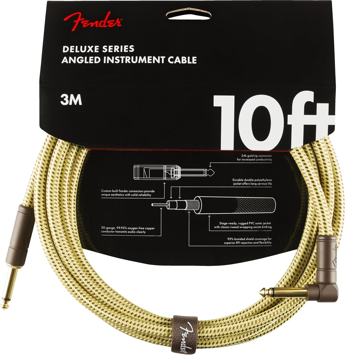 Detalle de Fender instrument cable, Black Tweed