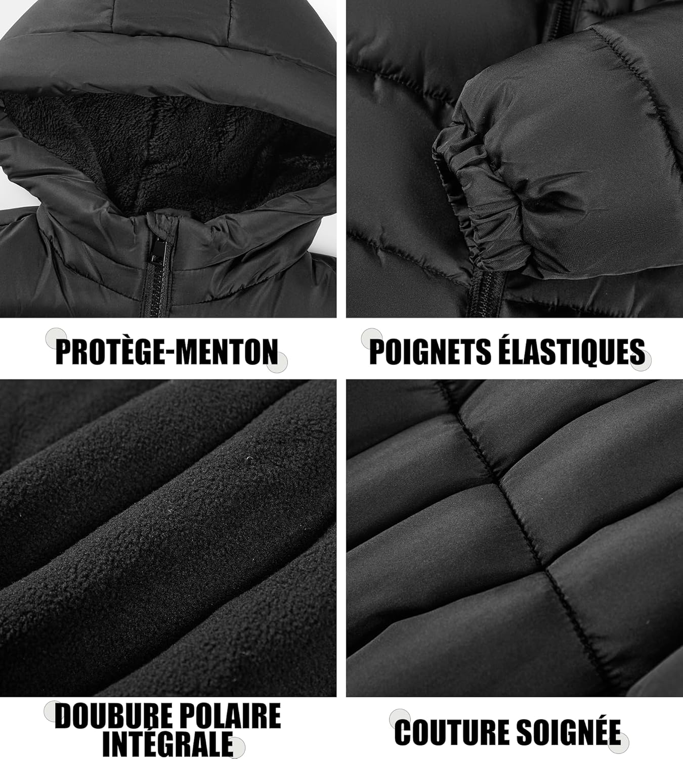 Thumbnail 4 de Sunny Sprout Manteau d'hiver avec capuche pour fillette – Doudoune épaisse doublée polaire et manches coupe-vent