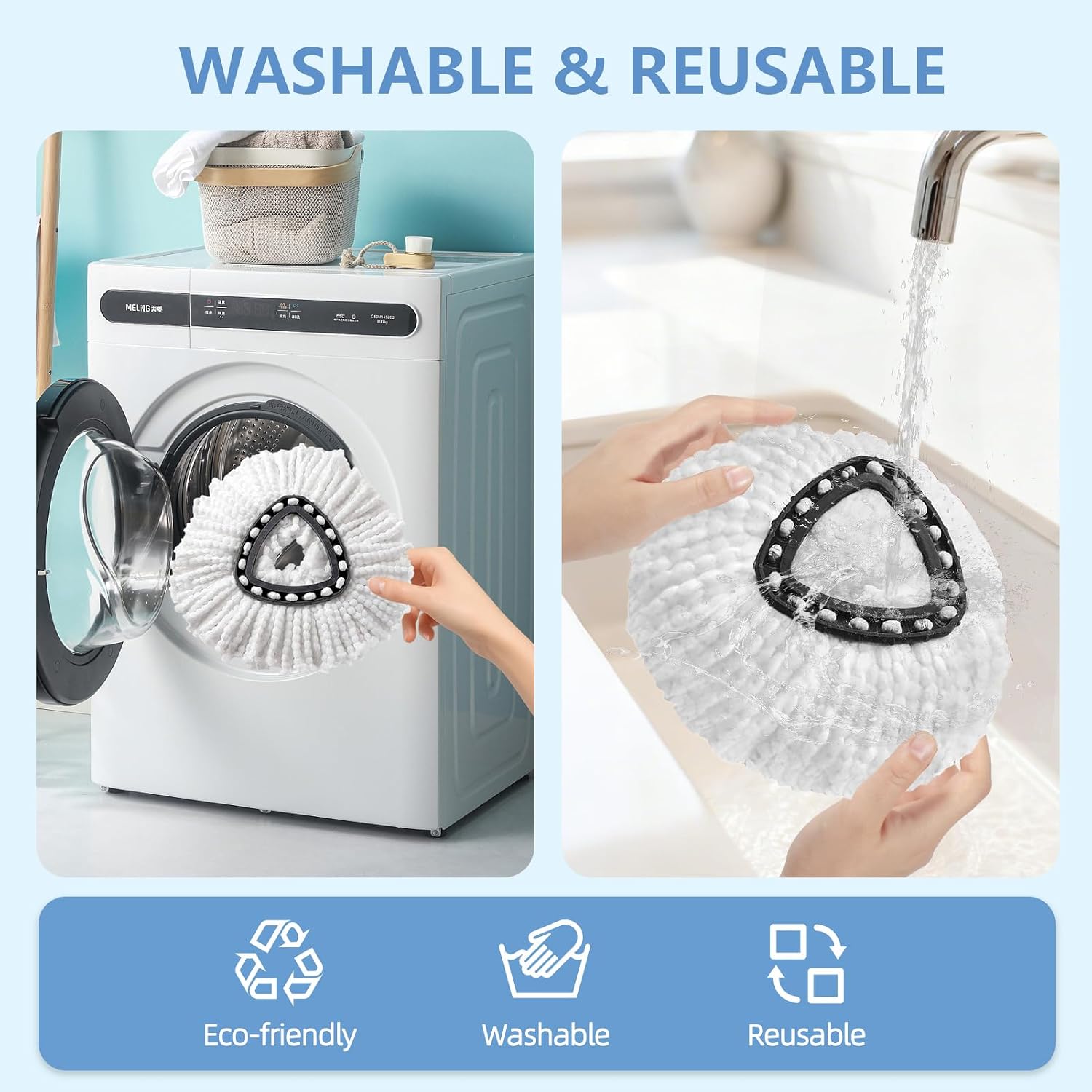 Thumbnail 6 de QTBHHATZI Mop Head Replacement, 2-Piece Microfibre Spin Mop Refills