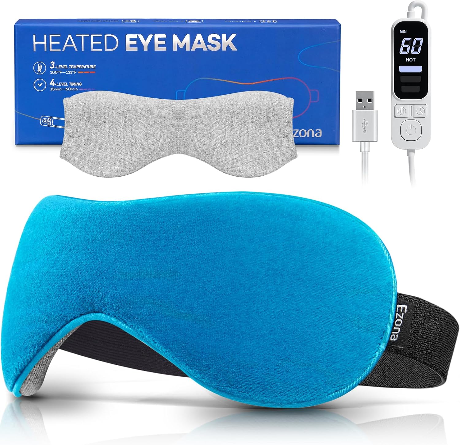 Detalle de Ezona Heated Eye Mask, USB Heated Eye Compress with Timer and Adjustable Heat