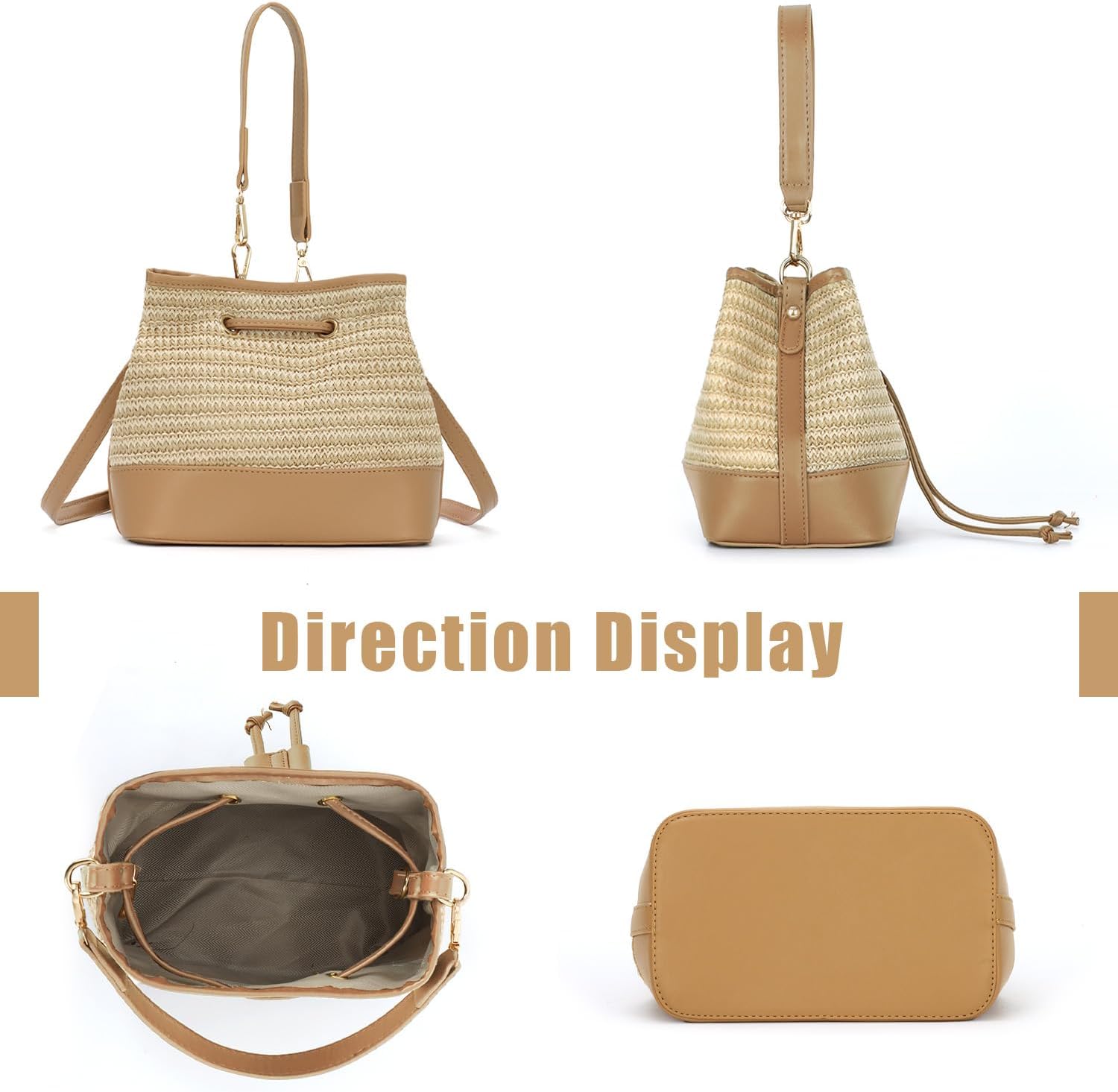 Detalle 1 de Freiesoldaten Straw Bucket Bag Drawstring Shoulder