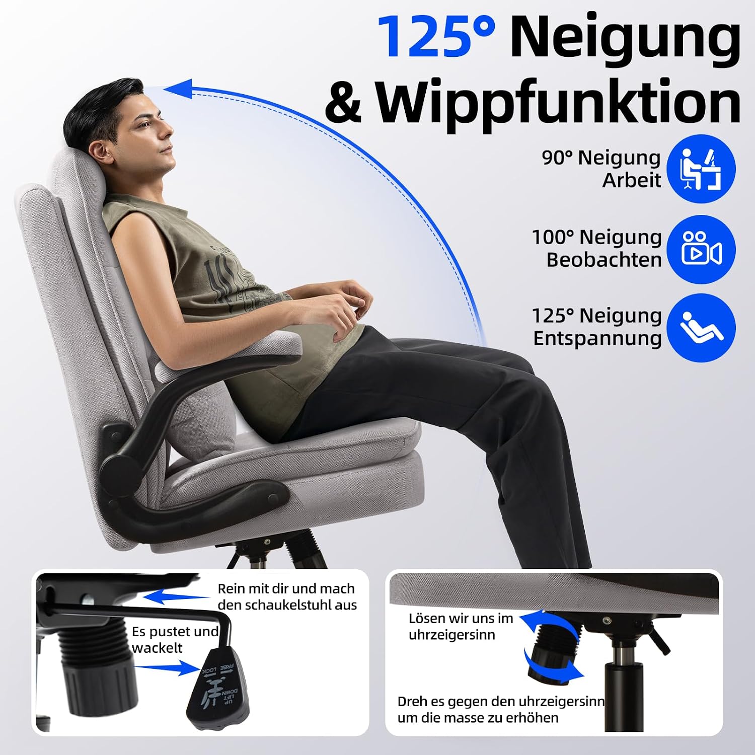 Thumbnail 6 de Asukale Bürostuhl Ergonomisch 150 kg