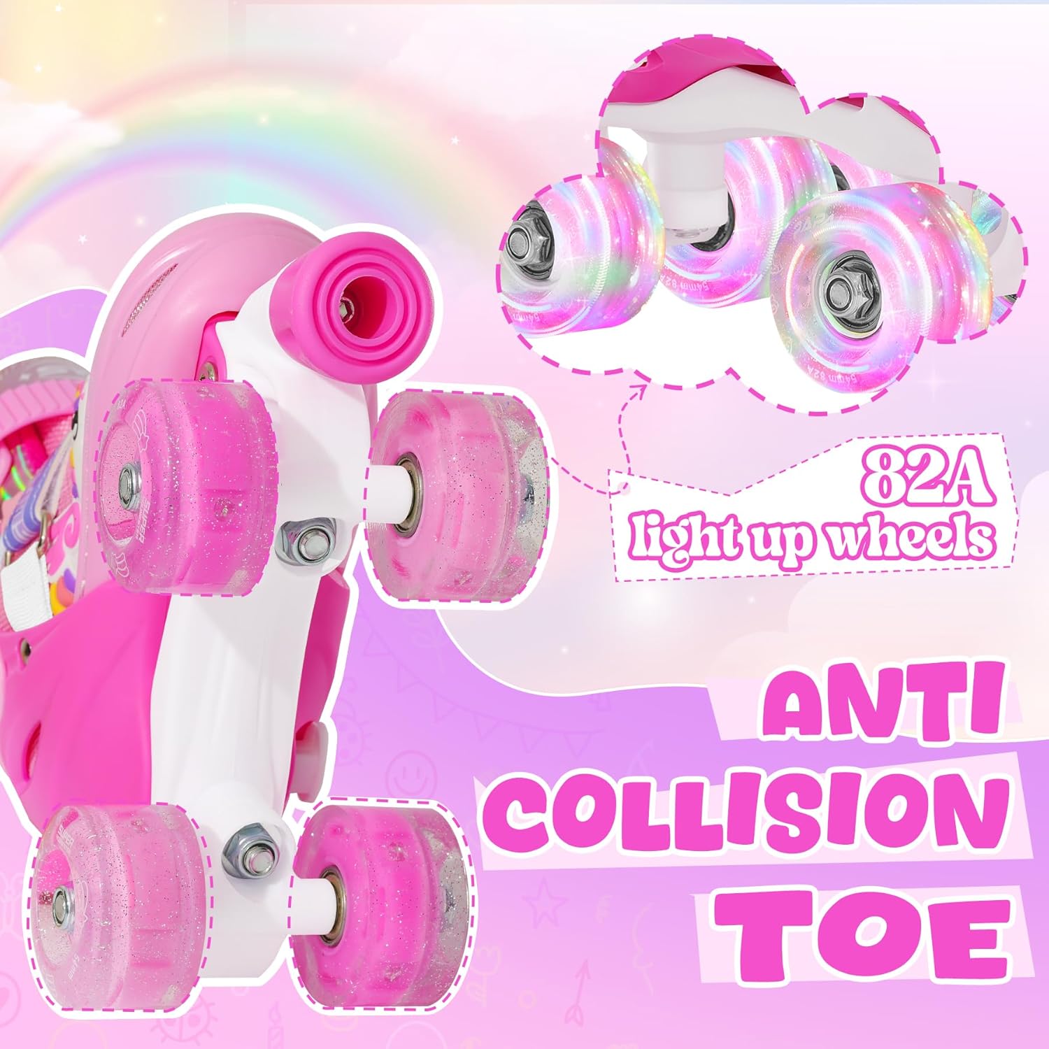 Thumbnail 4 de SUPER YOUNGSTER Adjustable Light-Up Kids Unicorn Roller Skates (Ages 4–12)