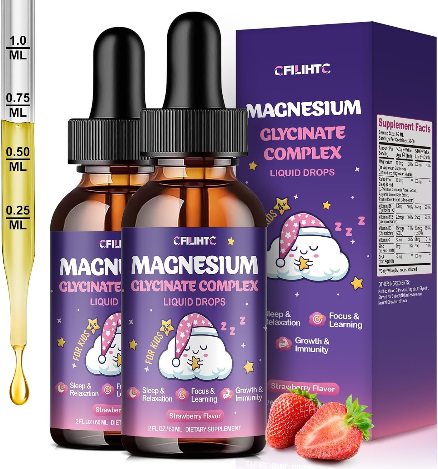 Detalle de CFILIHTC Kids Magnesium Liquid, Strawberry