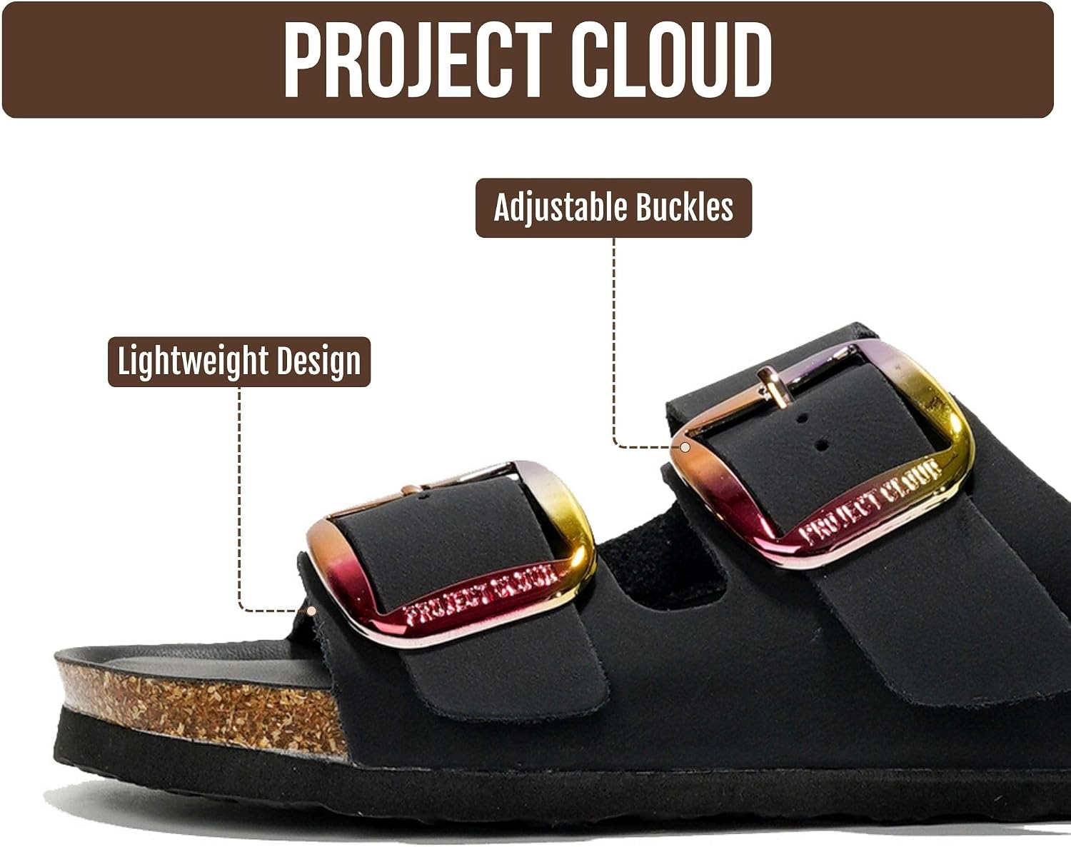 Detalle de Project Cloud 100% Genuine Leather Footbed Sandals for Women (Santorini)