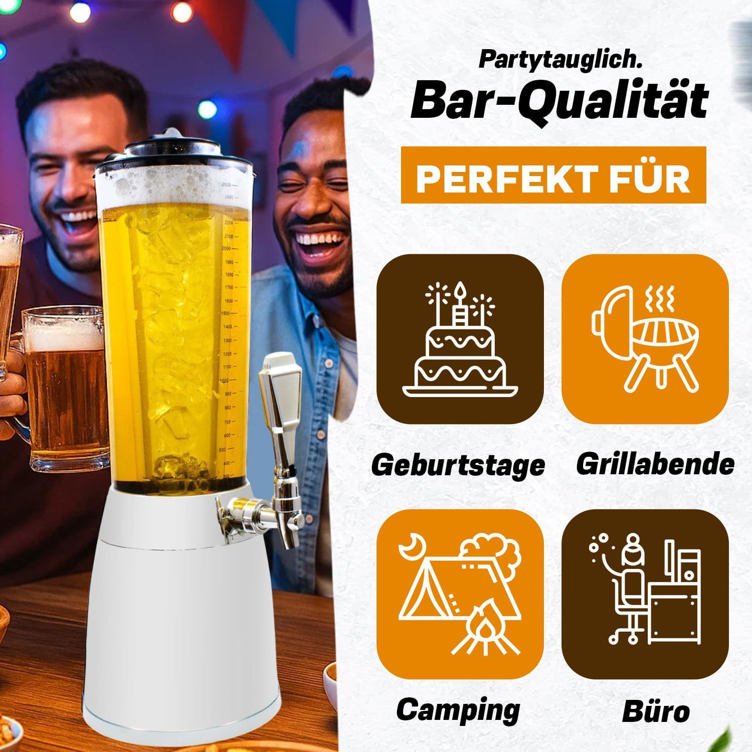 Detalle de Biertower 4,0 Liter – Kult Biersäule mit LED-Beleuchtung & Eiskühlung