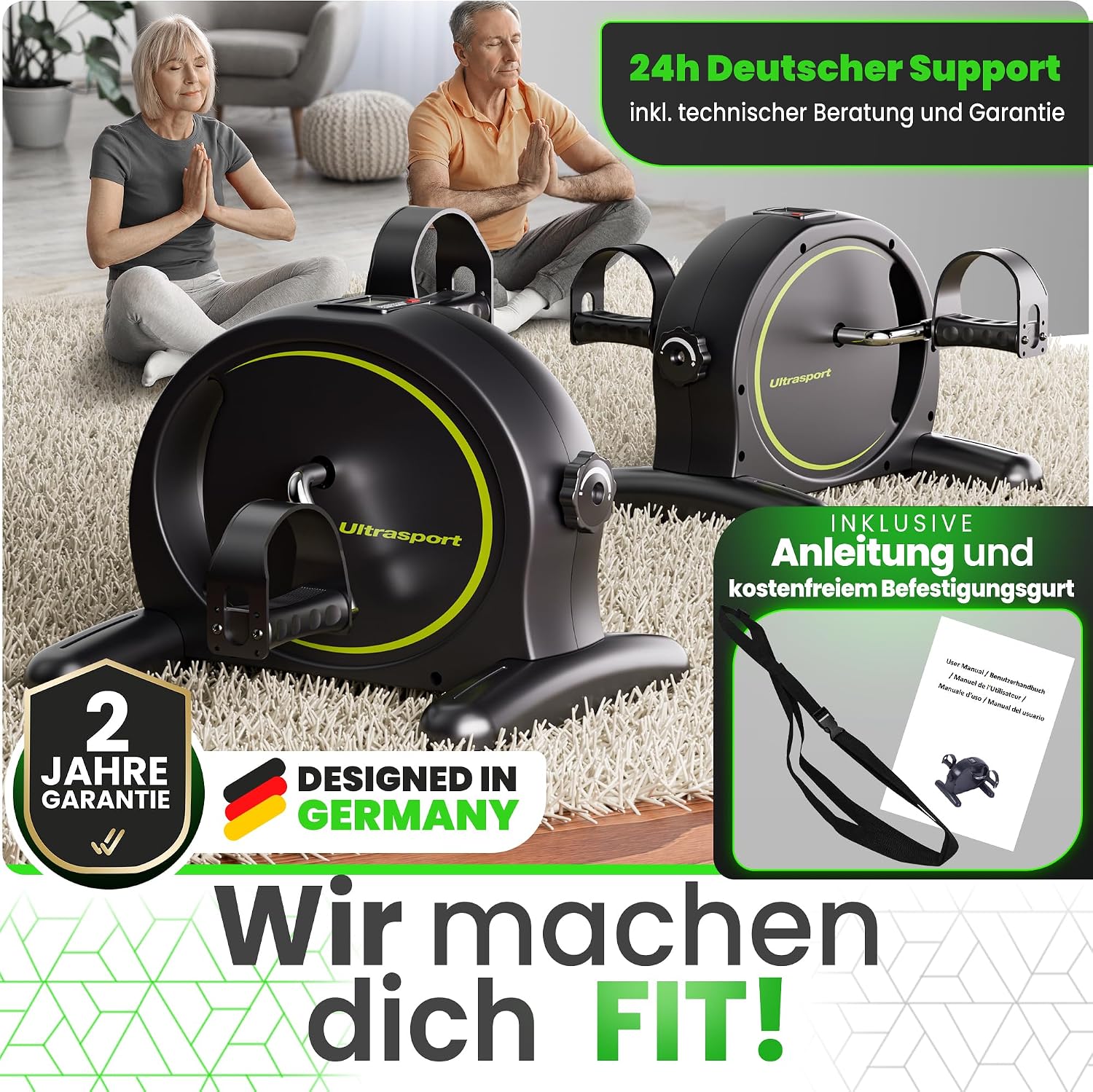 Detalle de Ultrasport Pedaltrainer für Zuhause, 2-in-1