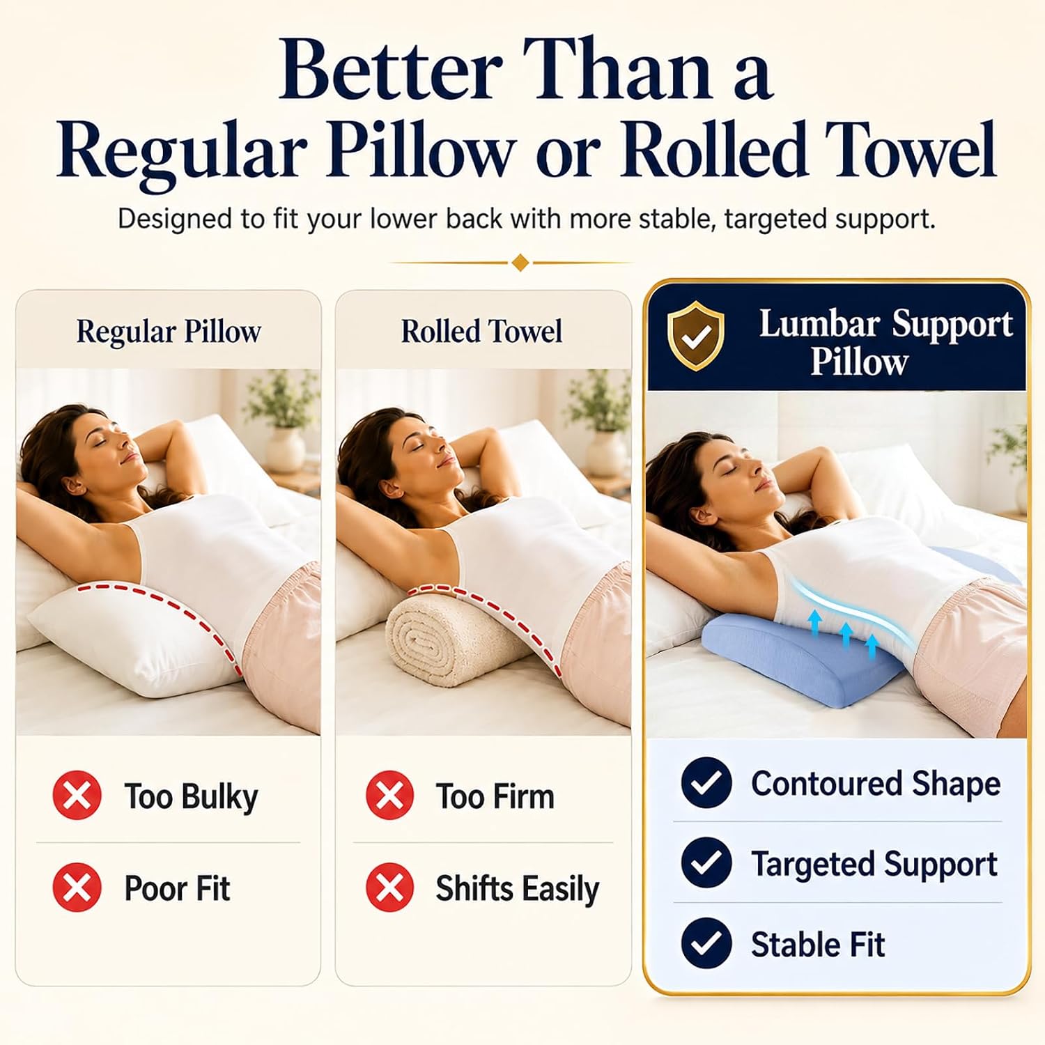 Detalle de Hydomi lumbar support pillow for bed relief back pain – memory foam waist bolster for side, back & stomach sleepers