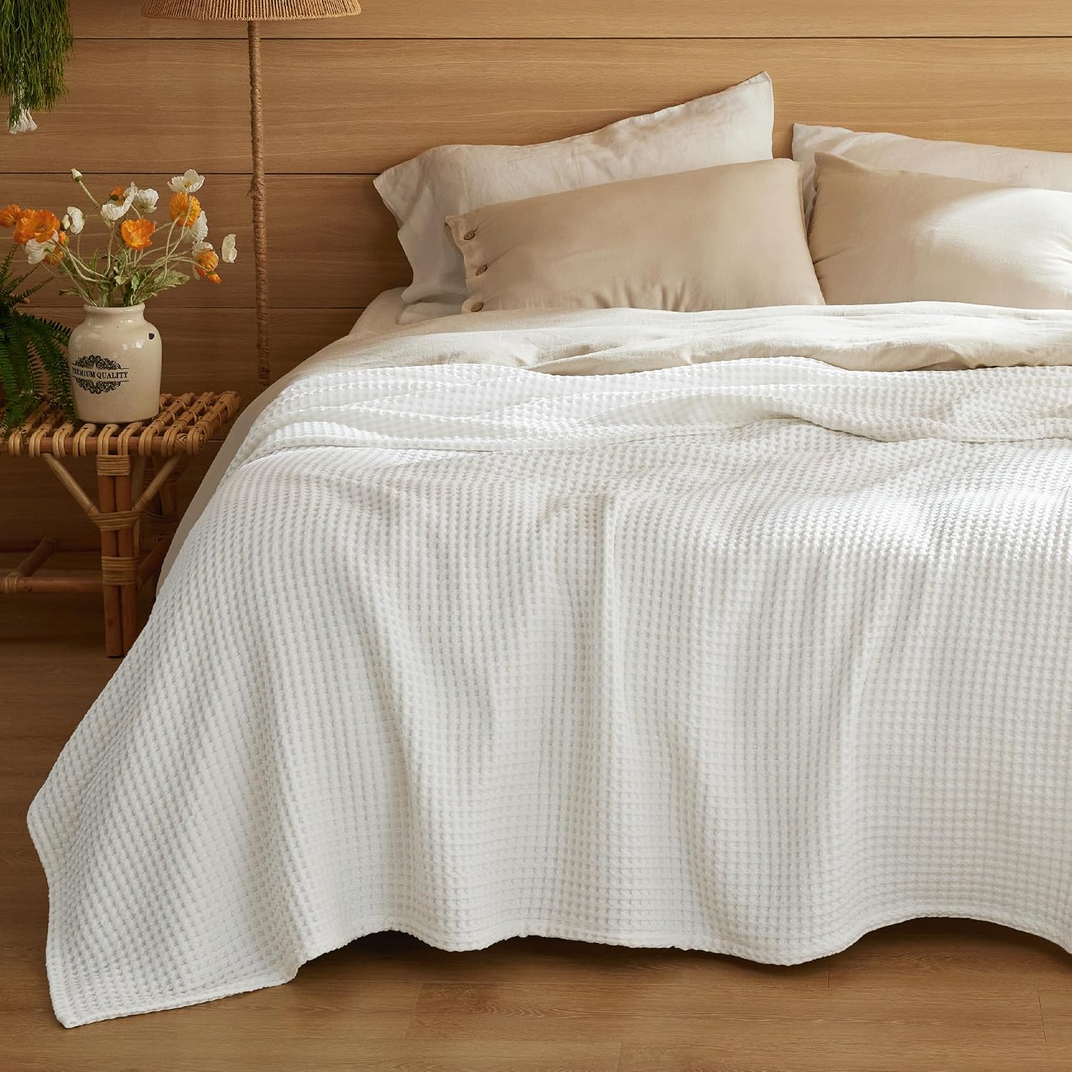 Detalle de Bedsure Cotton Waffle Blanket, Queen