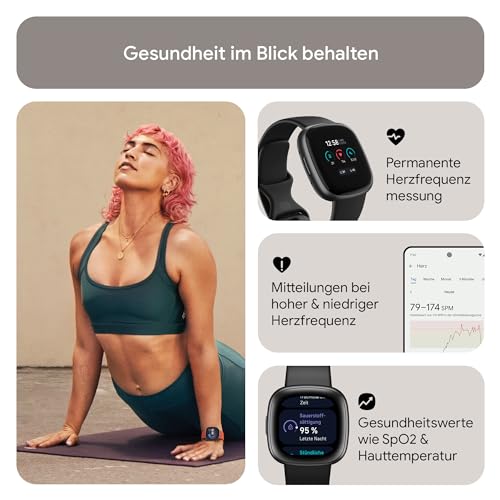 Thumbnail 6 de Fitbit Versa 4 Smartwatch mit Google Health Premium – Schwarz/Graphit, 6 Tage Akku