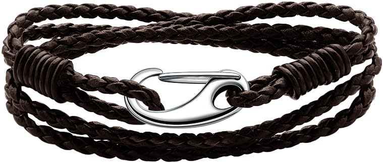 Detalle de Viwind Lederarmband Damen Geflochten 19–20 cm