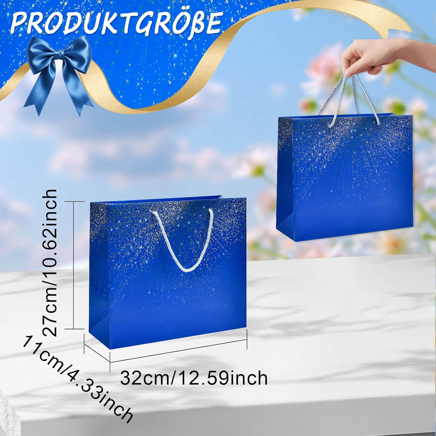 Thumbnail 1 de Geschenktüten Sternenhimmel 27,9×32×11 cm 🎁