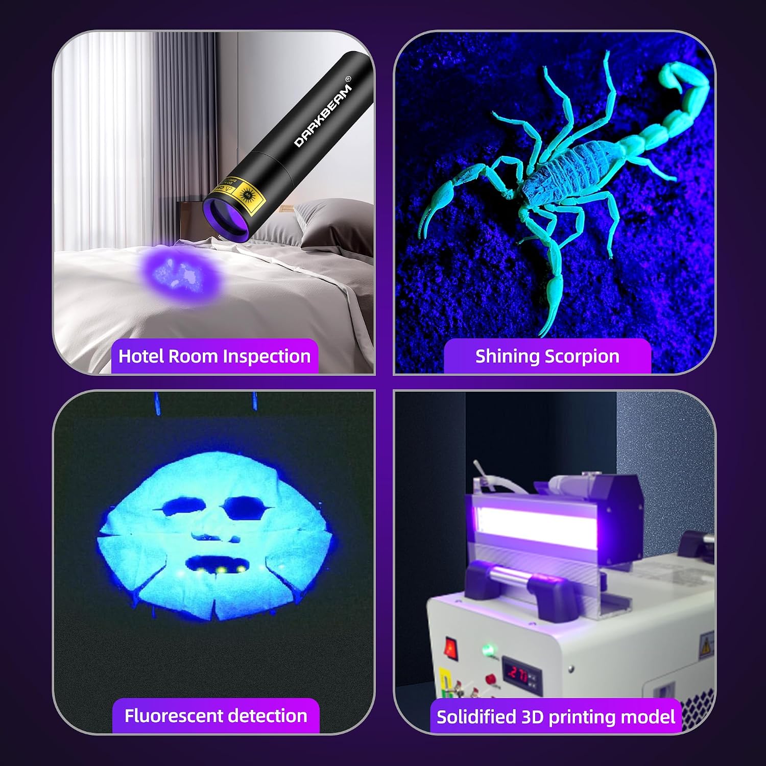 Thumbnail 6 de DARKBEAM 395 NM UV Flashlight (USB-C Rechargeable) – handheld Wood’s lamp for UV fluorescence, resin curing & pet urine detection