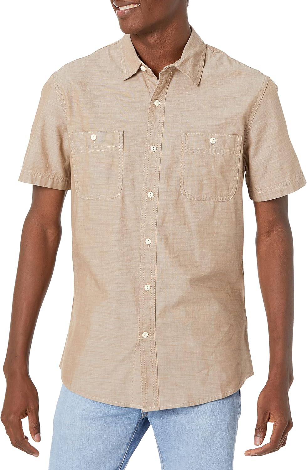 Thumbnail 4 de Amazon Essentials Herren Chambray-Hemd mit kurzen Ärmeln (normale Passform)