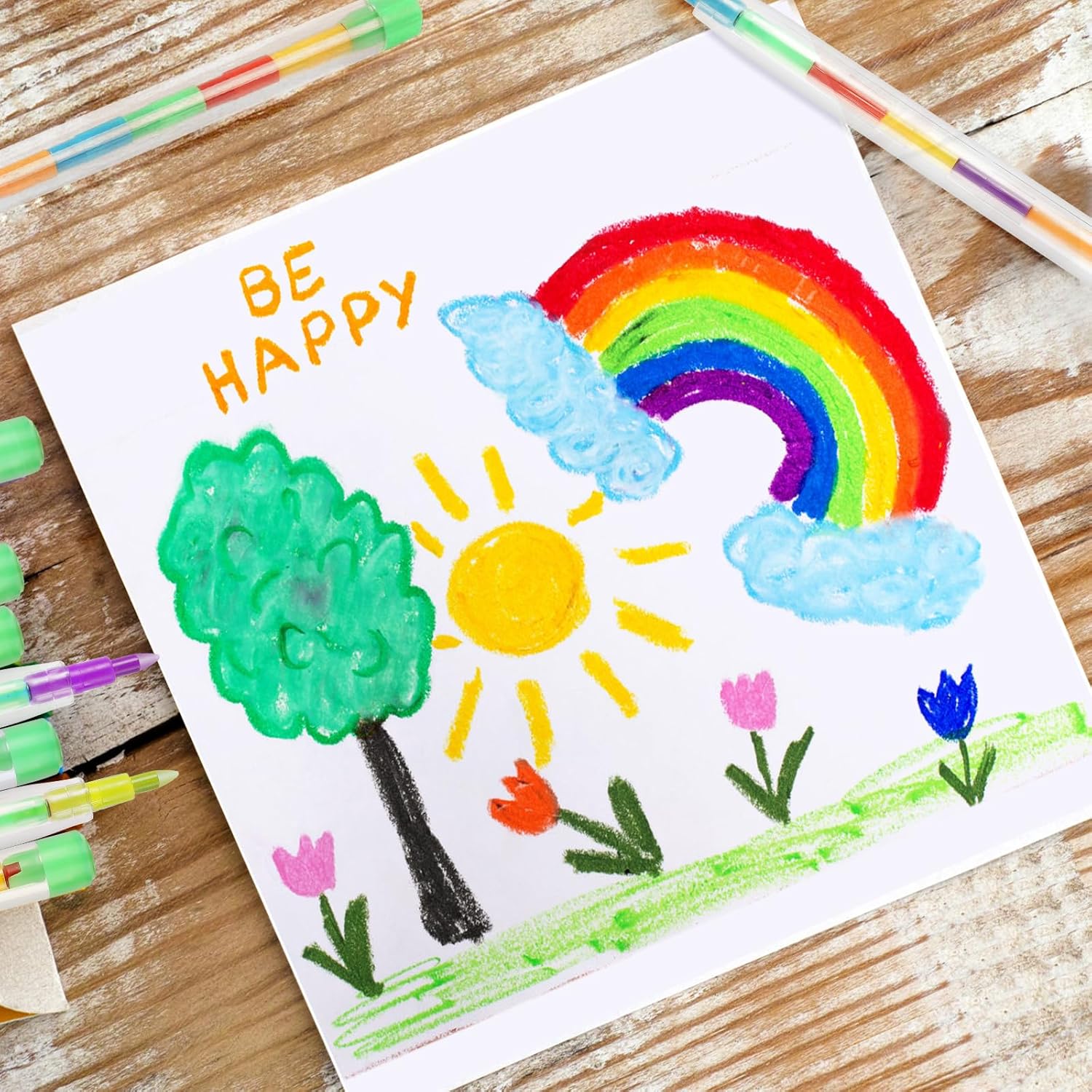 Thumbnail 5 de Vicloon Crayon de Couleurs en Cire et Empilables – 12 blocs colorés pour enfants