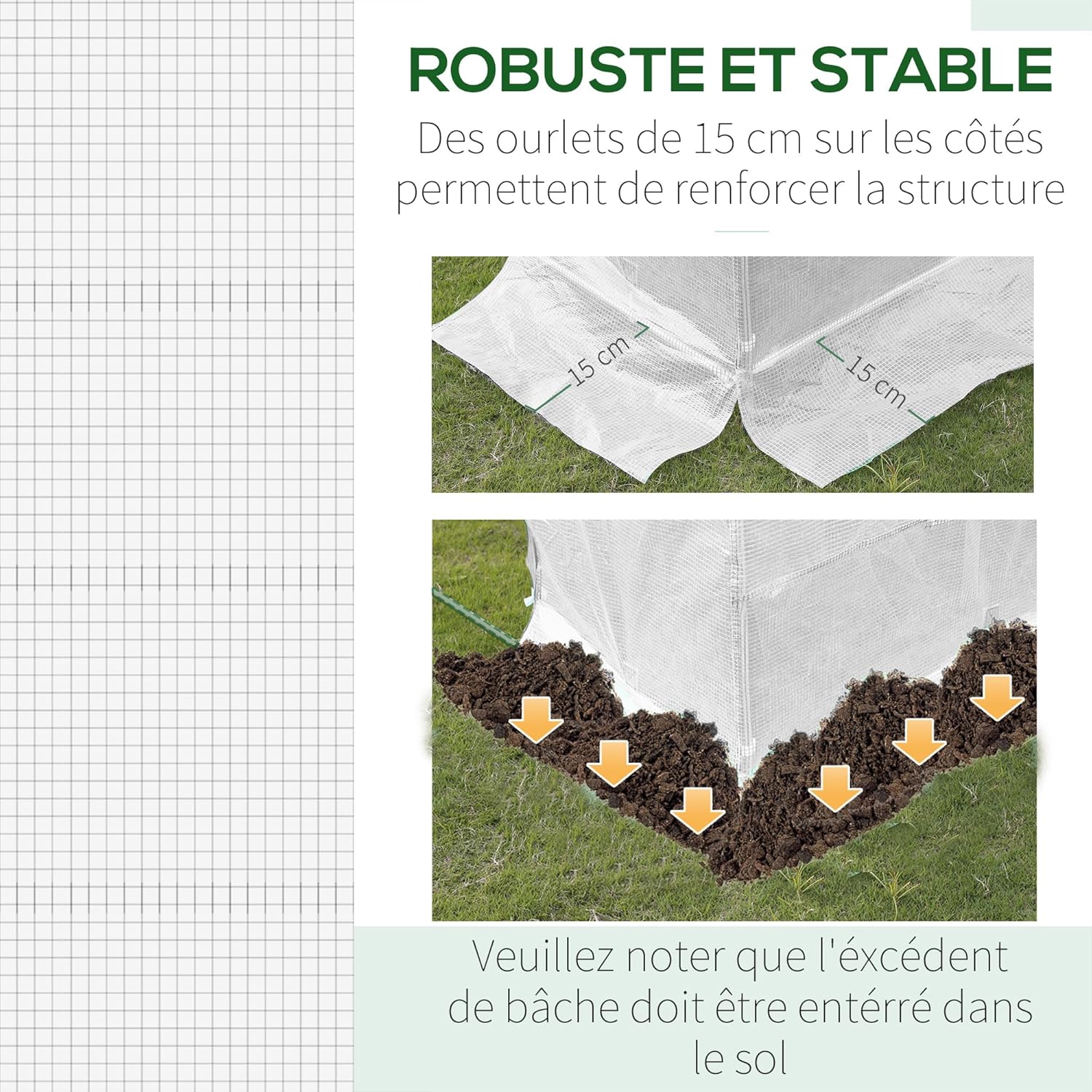 Thumbnail 3 de Outsunny Bâche de Rechange pour Serre Tunnel 6 m² — 3 x 2 x 2 m, PE Anti-UVImperméable avec 6 fenêtres et porte zippée