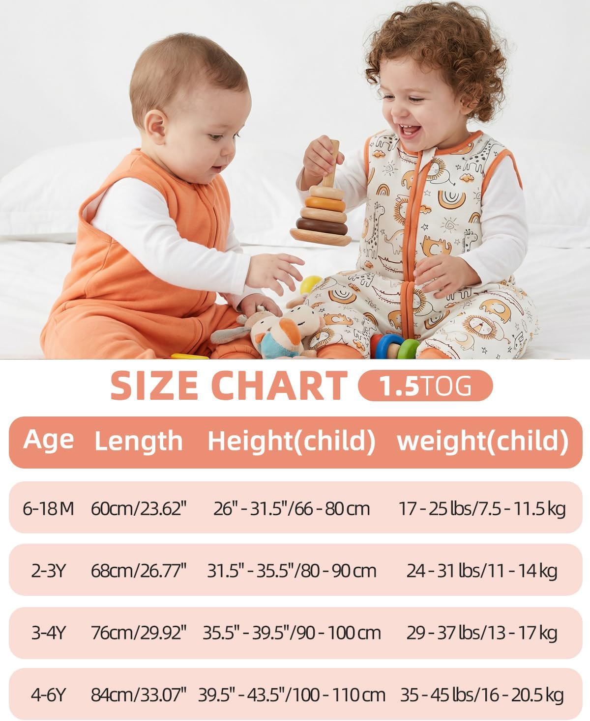 Thumbnail 6 de WYTbaby 2 Pack Sleeping Bag with Legs (0.5–1.5 Tog) – 100% Cotton Baby Sleep Sack