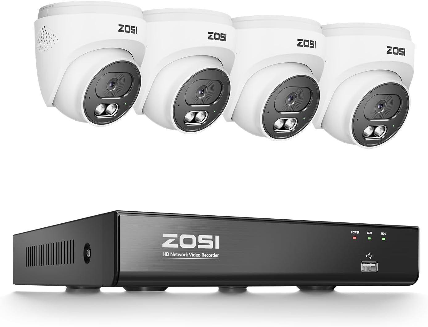 Detalle de ZOSI Set telecamere di sorveglianza PoE 4K per esterni C220 — 4 camere IP 8 MP, audio 2 vie, NVR 8CH senza HDD