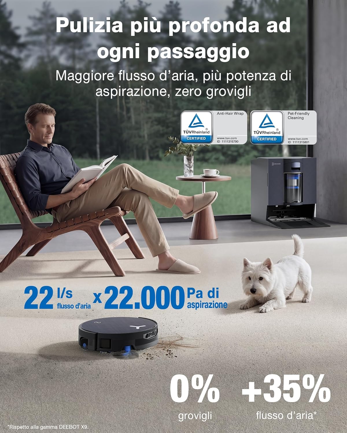 Thumbnail 3 de ECOVACS DEEBOT X12 OmniCyclone Robot Aspirapolvere e Lavapavimenti con FocusJet, BLAST e 22.000 Pa