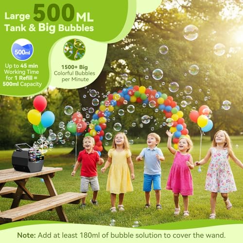 Thumbnail 1 de Theefun Tragbare Seifenblasenmaschine – 500 ml Tank, 1500+ Blasen/Min, 16 Zauberstäbe, Auto-Seifenblasenmaschine für Indoor/Outdoor