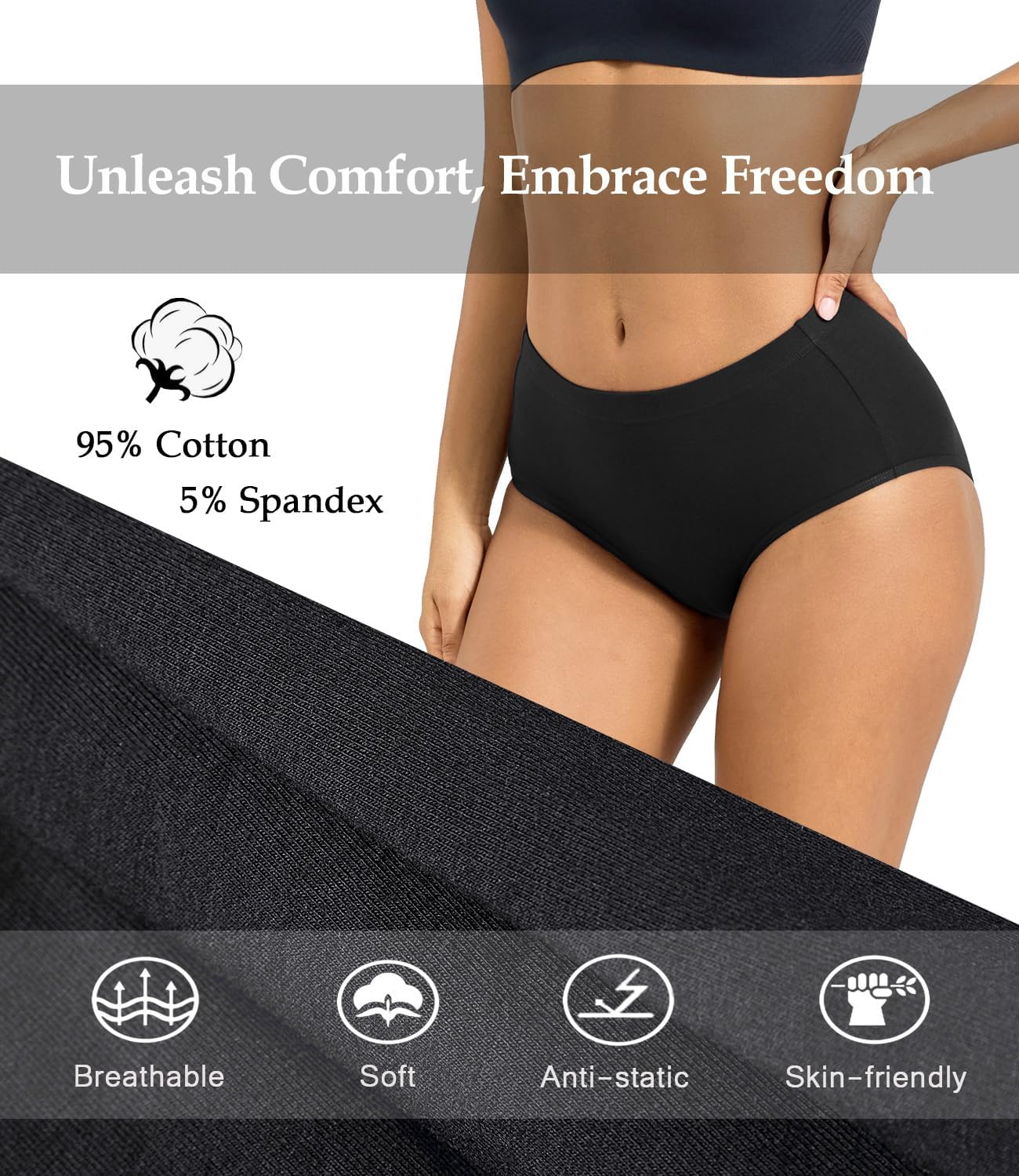 Detalle 2 de wirarpa Culotte Femme Coton Taille Haute