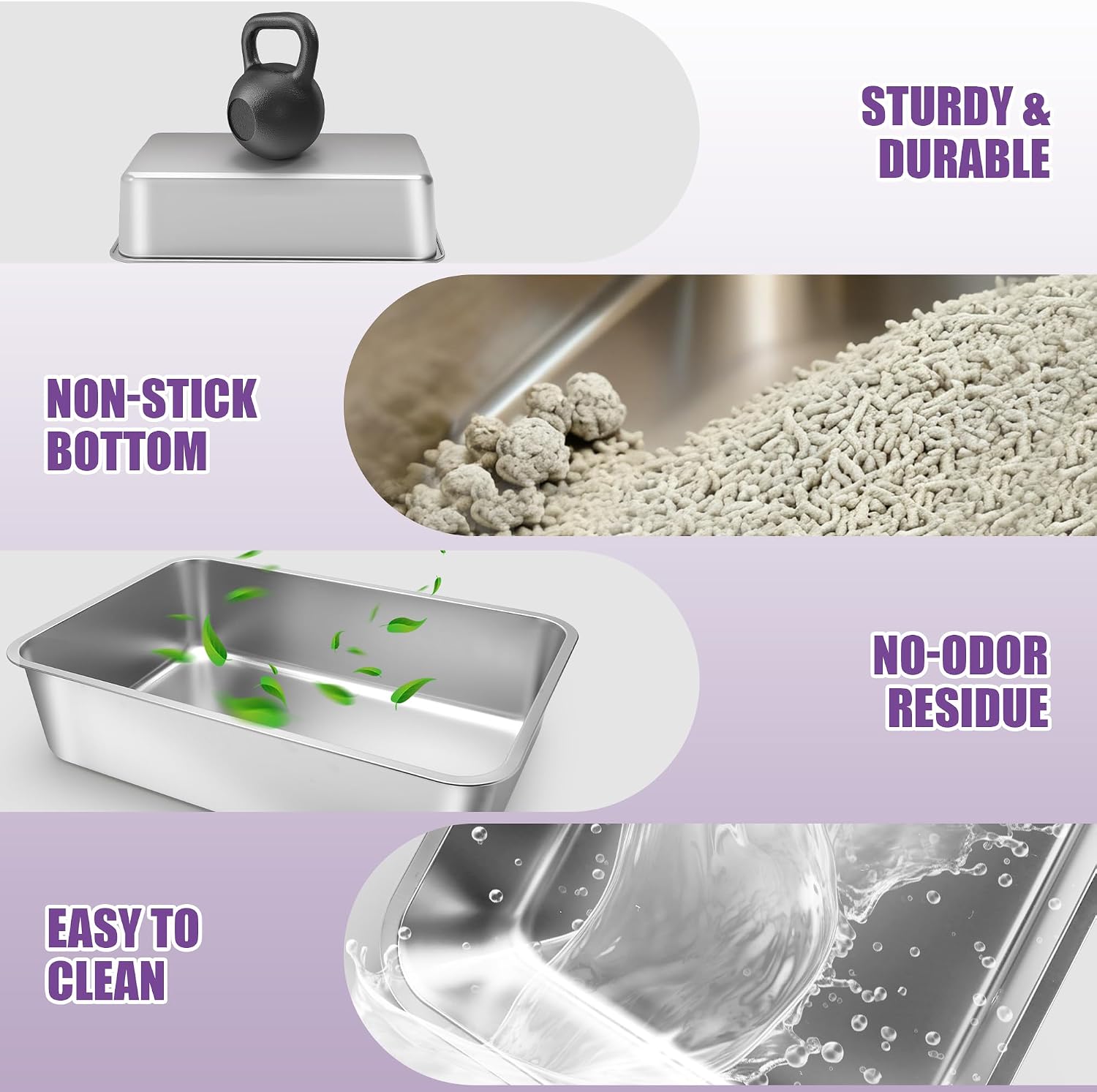 Thumbnail 6 de Bartuke Enclosed XXL Stainless Steel Cat Litter Box with Lid, Step and Scoop