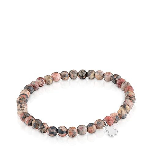 Detalle de TOUS Pulsera Elástica Marrón con Motivo de Oso en Plata de Primera Ley para Mujer – 16,5 cm (Colección Basics)