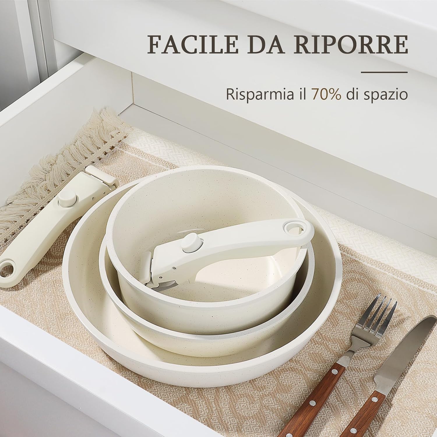 Thumbnail 5 de GiPP 11 Pezzi Set di Padelle Antiaderente Compatibile Induzione – Manici Rimovibili, per Camper e Piccole Cucine