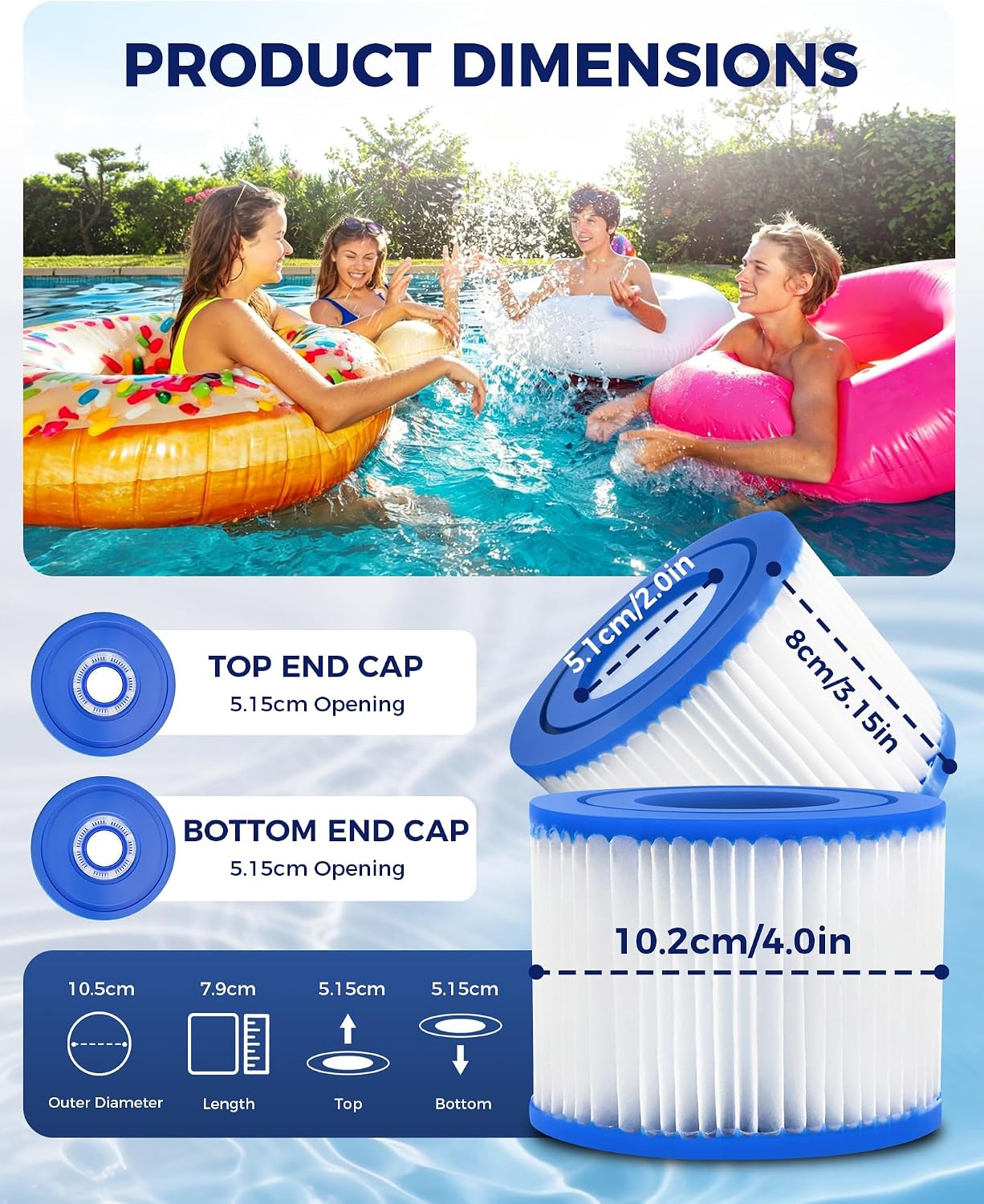 Thumbnail 1 de Hycago 4PCS Type VI Hot Tub Filter for Lay-Z-Spa and All Models (Size VI) – Replacement Cartridge