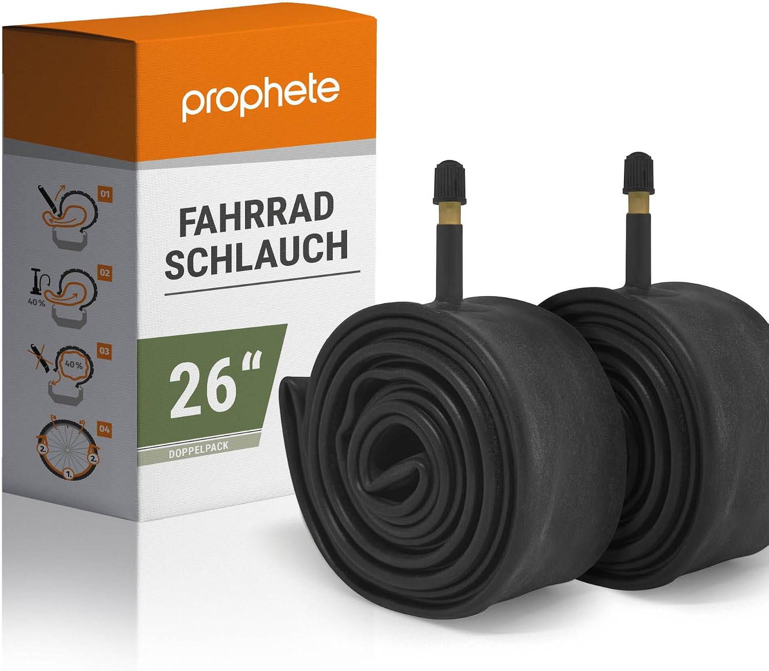 Prophete Tubo bici 26/27,5" (2 pezzi) con valvola Schrader, ETRTO 47-559–57-559 / 47-584–57-584