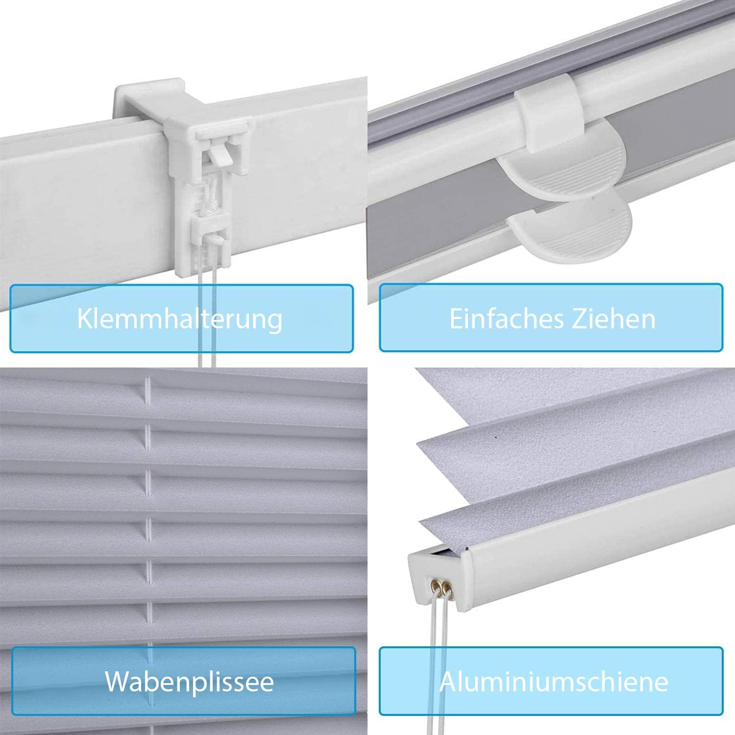 Thumbnail 2 de Sekey Plissee Ohne Bohren Verdunkelung – Klemmfix, 80x200 cm, Blaugrau