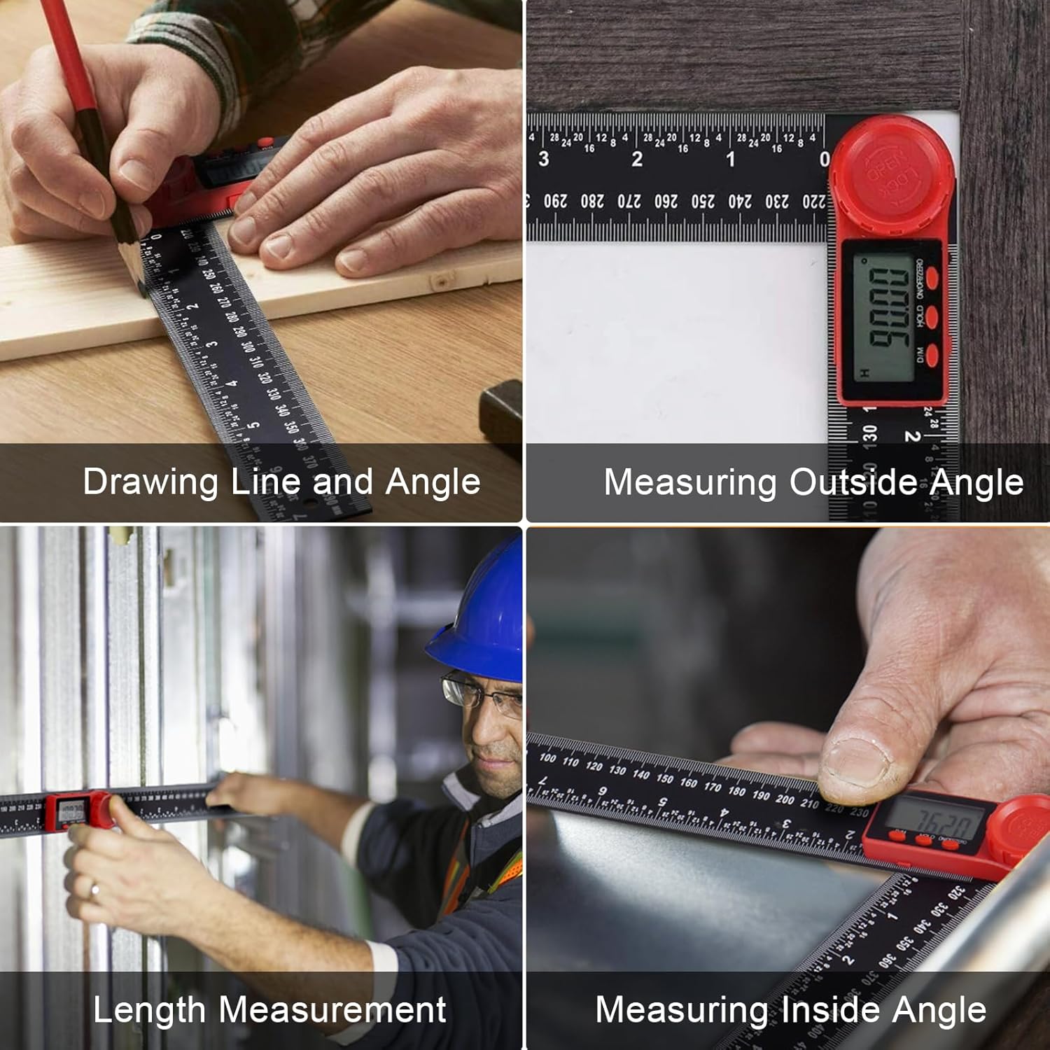 Thumbnail 5 de Aweohtle 2-in-1 digitaler Winkelmesser mit LCD, HOLD und Feststellfunktion – Winkel & Länge bis 400 mm