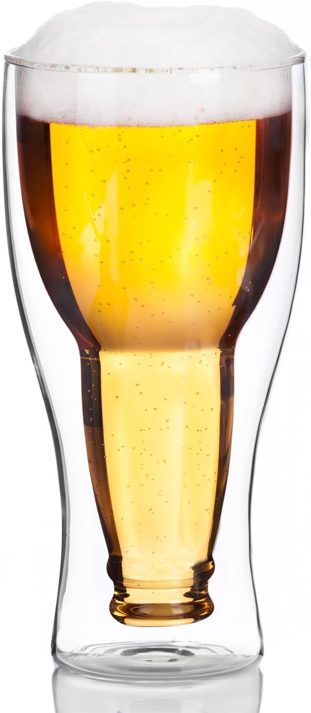 Detalle 2 de Dimono 330 ml Double-Walled Beer Glass with Inverted Bottle Design