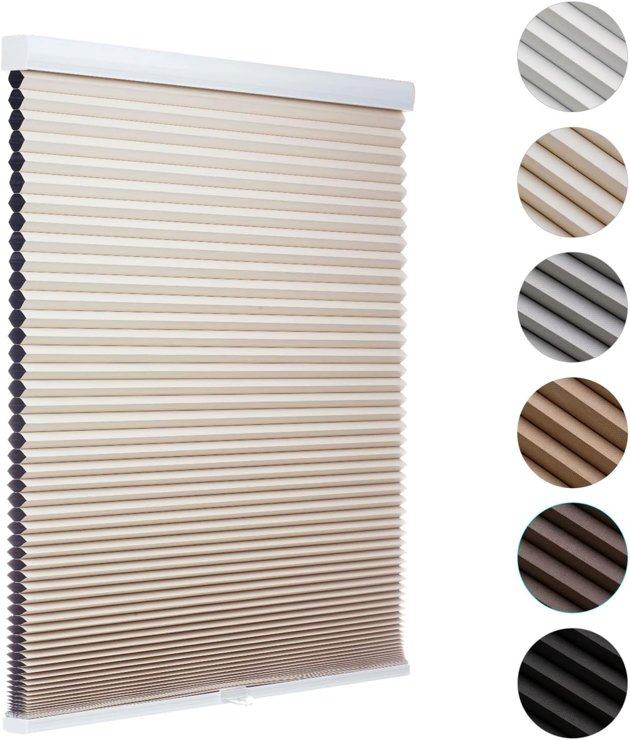 Detalle de MYshade Cordless Blackout Cellular Window Shade, 46" W x 64" H, Beige