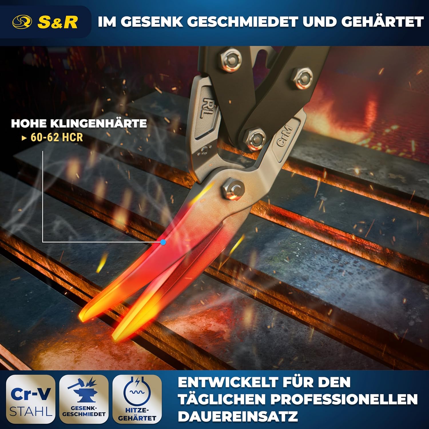 Thumbnail 2 de S&R Blechschere Rechtsschnitt 280 mm – Durchlaufblechschere mit CrMo-Stahlklingen, induktionsgehärtet 60–62 HRC