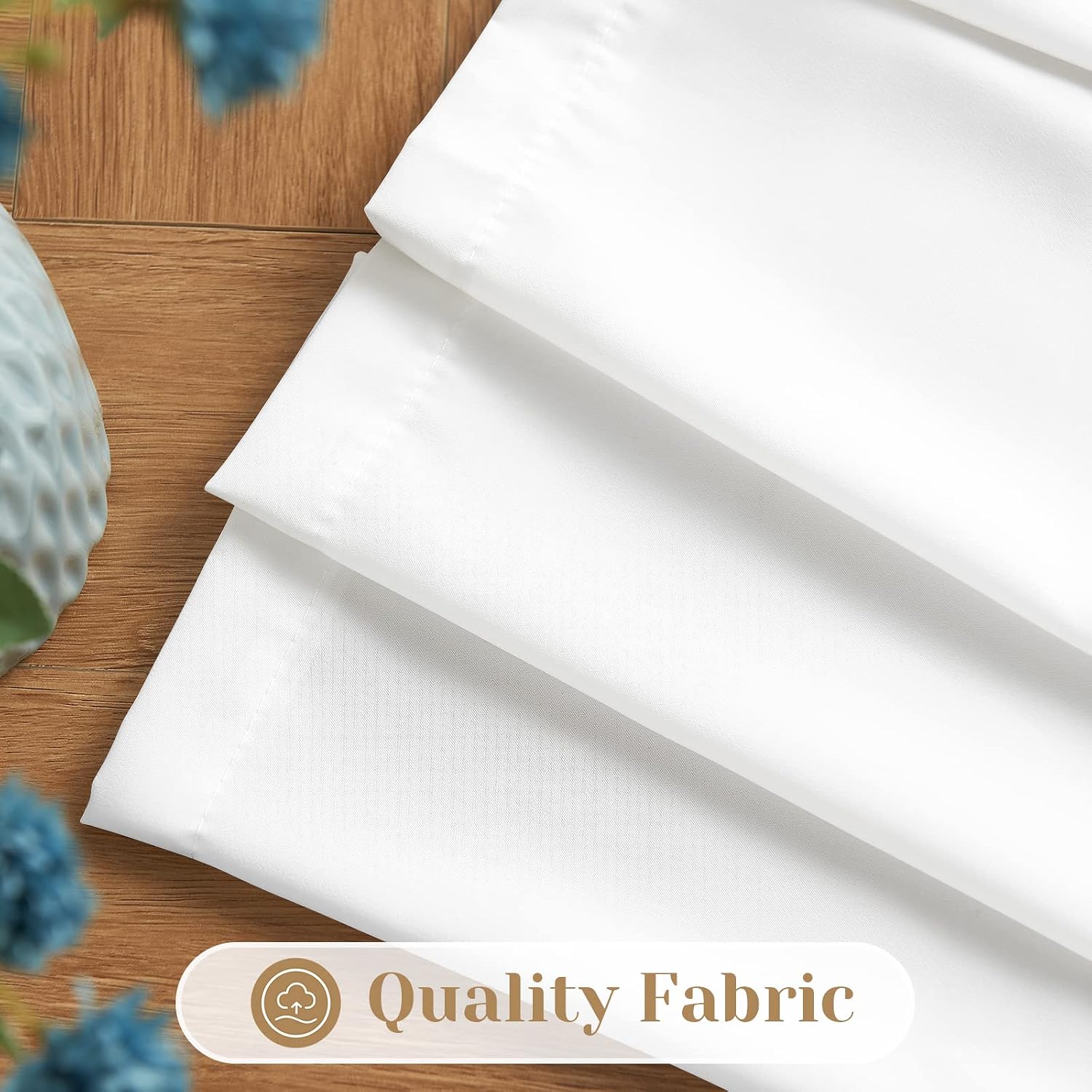 Detalle 2 de HOMEIDEAS White Privacy Sheer Curtains, 2 Panels, 52 x 45 Inches, Light-Filtering
