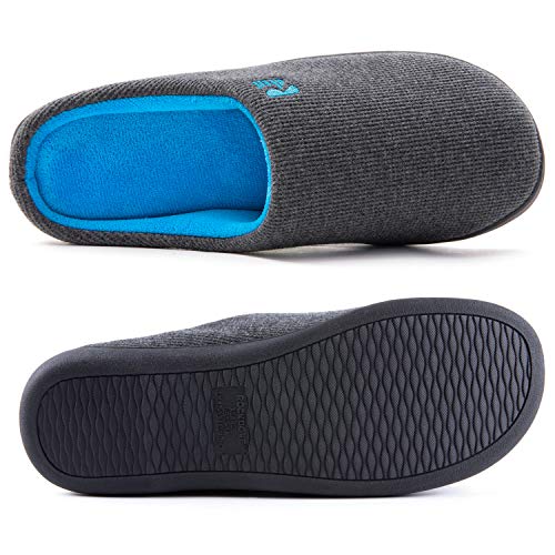 Detalle de RockDove Chausson en mousse à mémoire de forme à deux tons pour homme – 42/43 EU, gris foncé et bleu