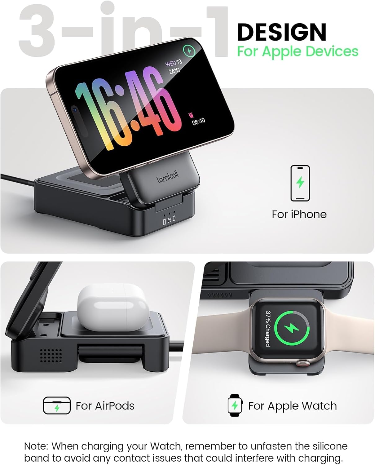 Thumbnail 5 de Lamicall 3 in 1 Wireless Charger Stand