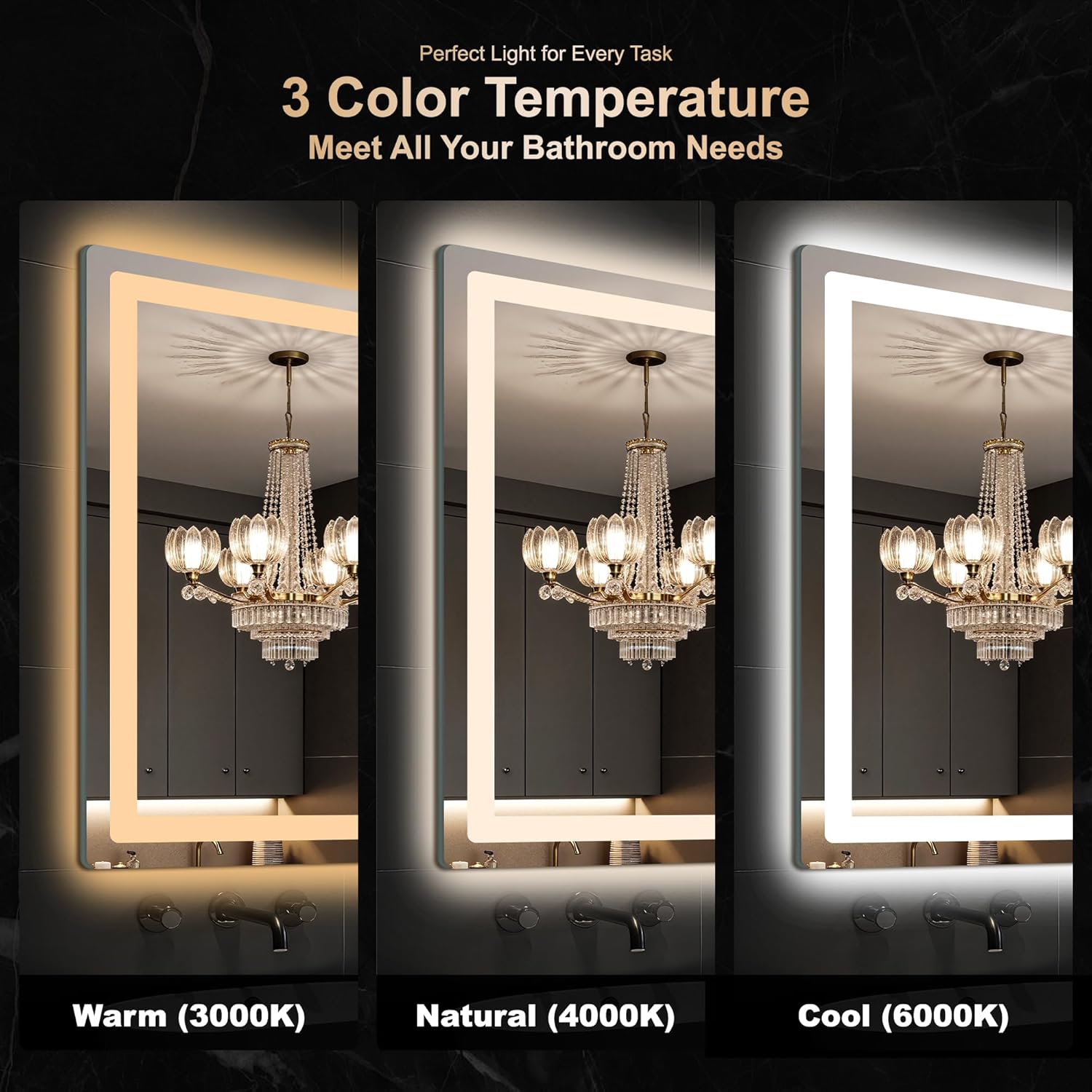 Thumbnail 3 de Delma LED Bathroom Mirror with Lights (30x30) — Anti-Fog, Dimmable, Front & Backlit