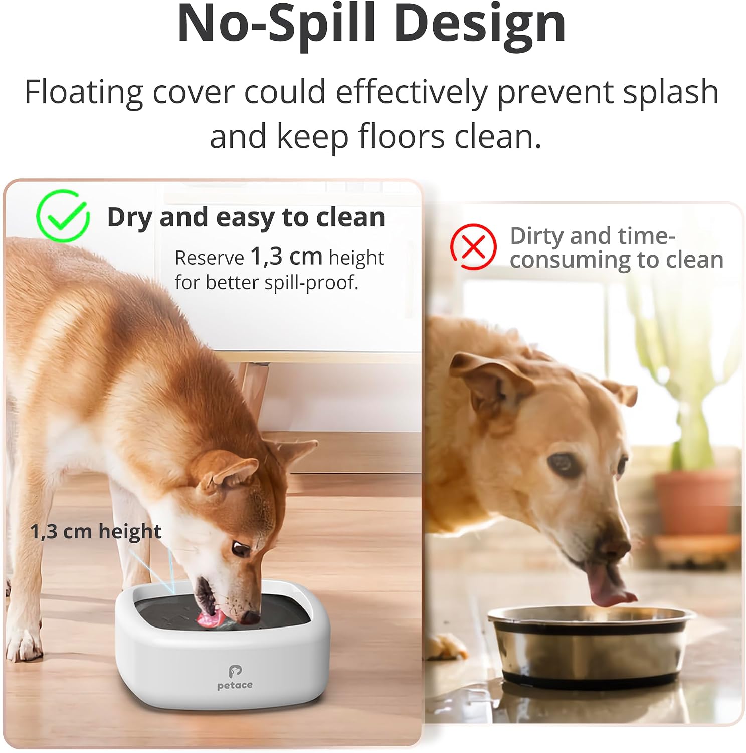 Detalle de Petace Hundenapf Anti-Sabbern: Auslaufsicherer Wassernapf mit Anti-Schwapp-Design, 1,3 l
