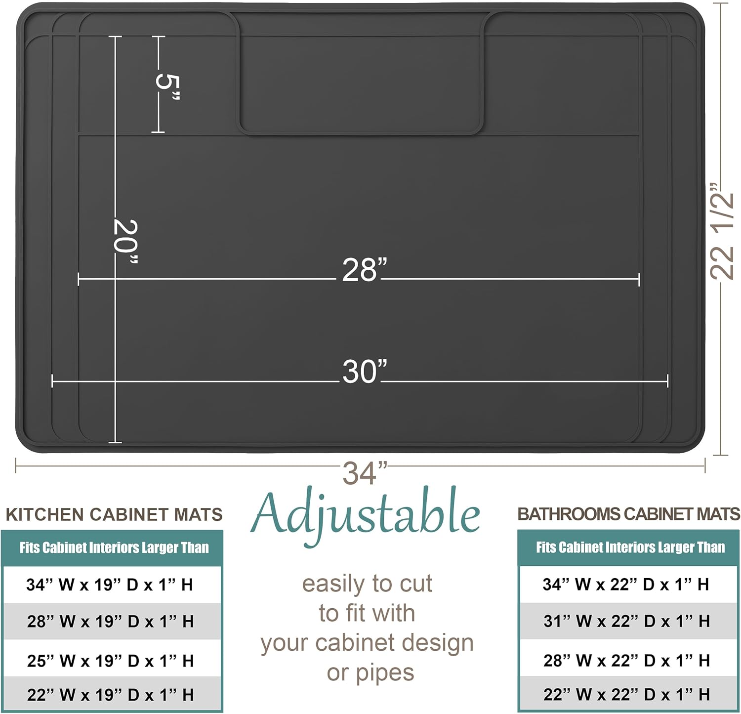 Thumbnail 1 de The Original Under Sink Mat Silicone Waterproof Drip Tray Liner (Trimmable) up to 34" x 22