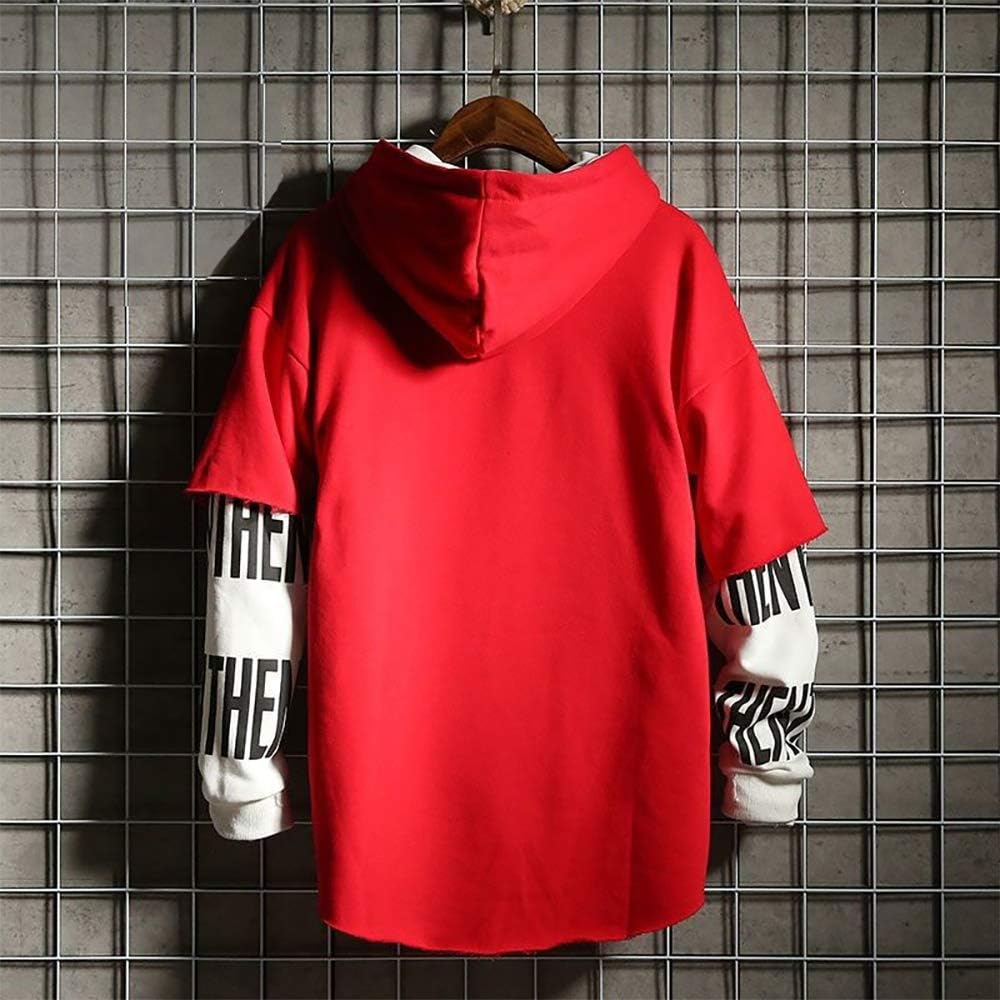 Detalle de Hello MrLin Herren Techwear Hoodie Patchwork – Streetwear mit 3D-Drucklogo