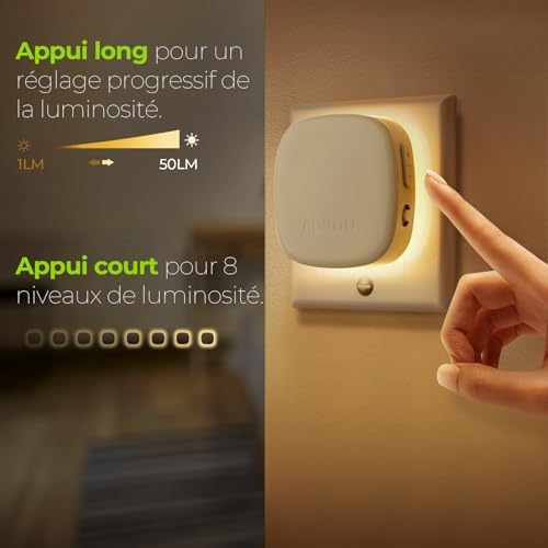Detalle 2 de AUVON Veilleuse prise avec détecteur de mouvement et crépusculaire — lot de 2