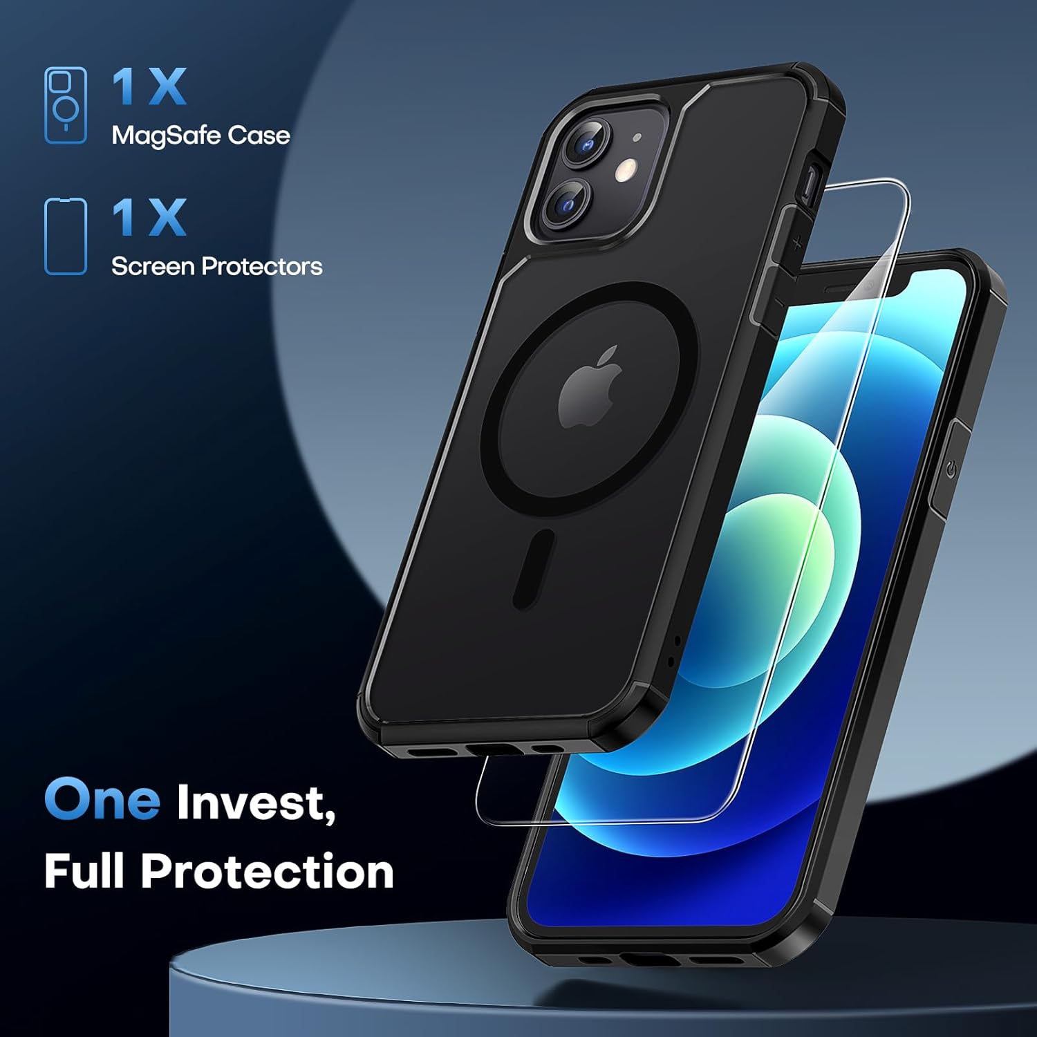 Thumbnail 1 de TAURI Magnetic Case for iPhone 12/12 Pro with Screen Protector – Military-Grade, Not Yellowing, Slim & Shockproof