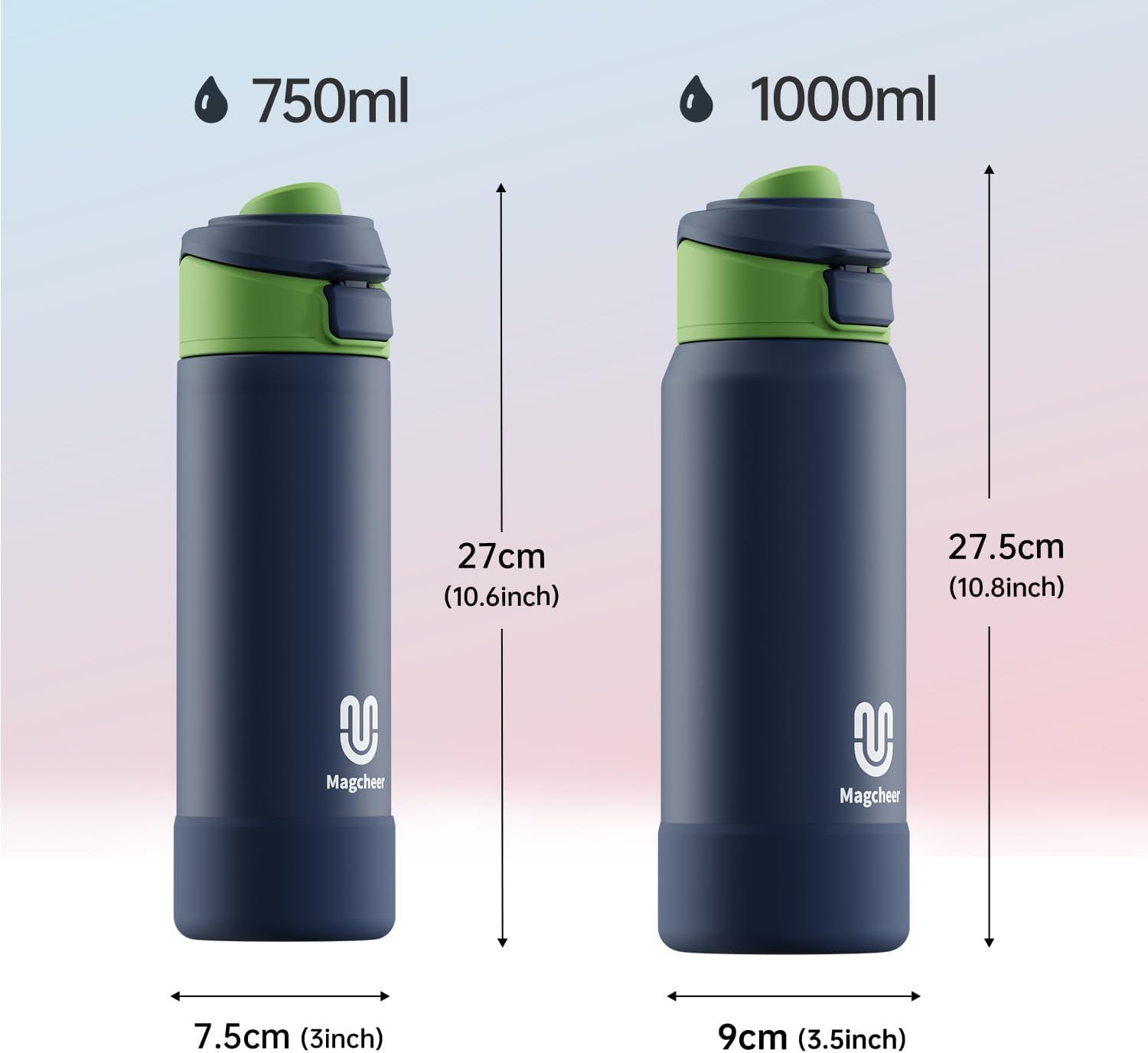Thumbnail 1 de magcheer 1L Magnetic Water Bottle with Phone Holder – a practical, hands-free bottle for travel, fitness and daily use