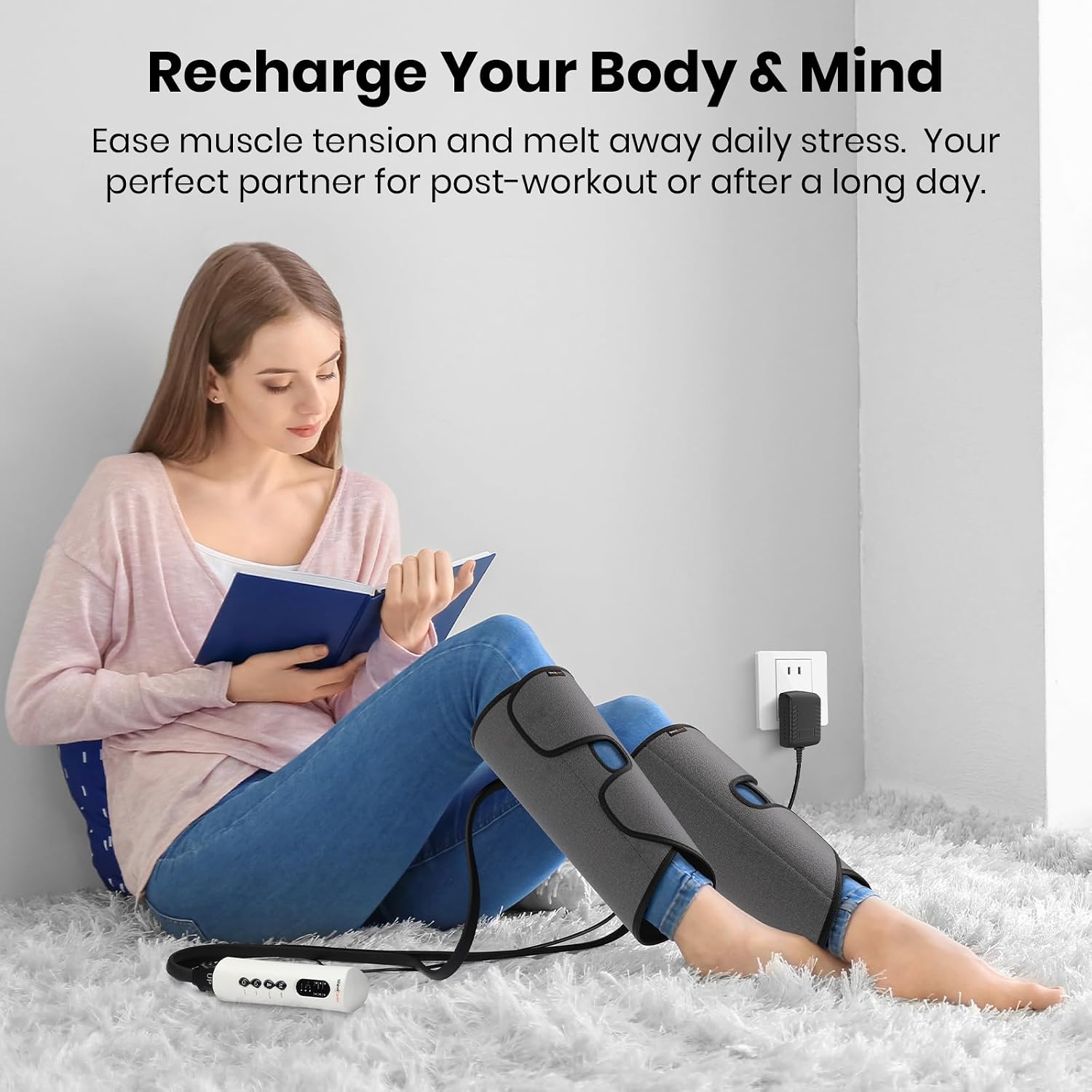 Detalle de SHINE WELL Air Compression Leg Massager with 3 Modes, 3 Intensities and Timer