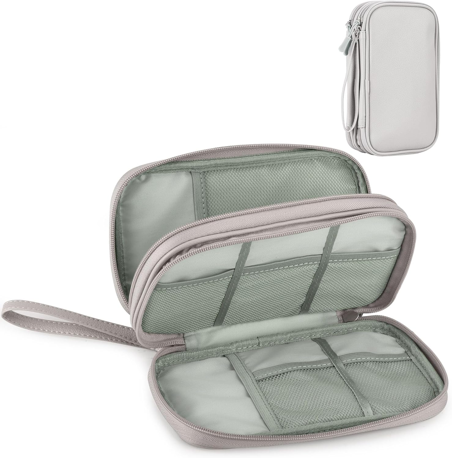 Detalle de Arae PU Leather Travel Essentials Electronic Organizer – Double Layer Waterproof Case