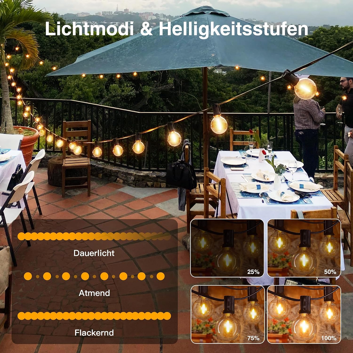 Thumbnail 3 de Ollny NYC025A lichtslinger voor buiten, 20 m, dimbaar en IP45