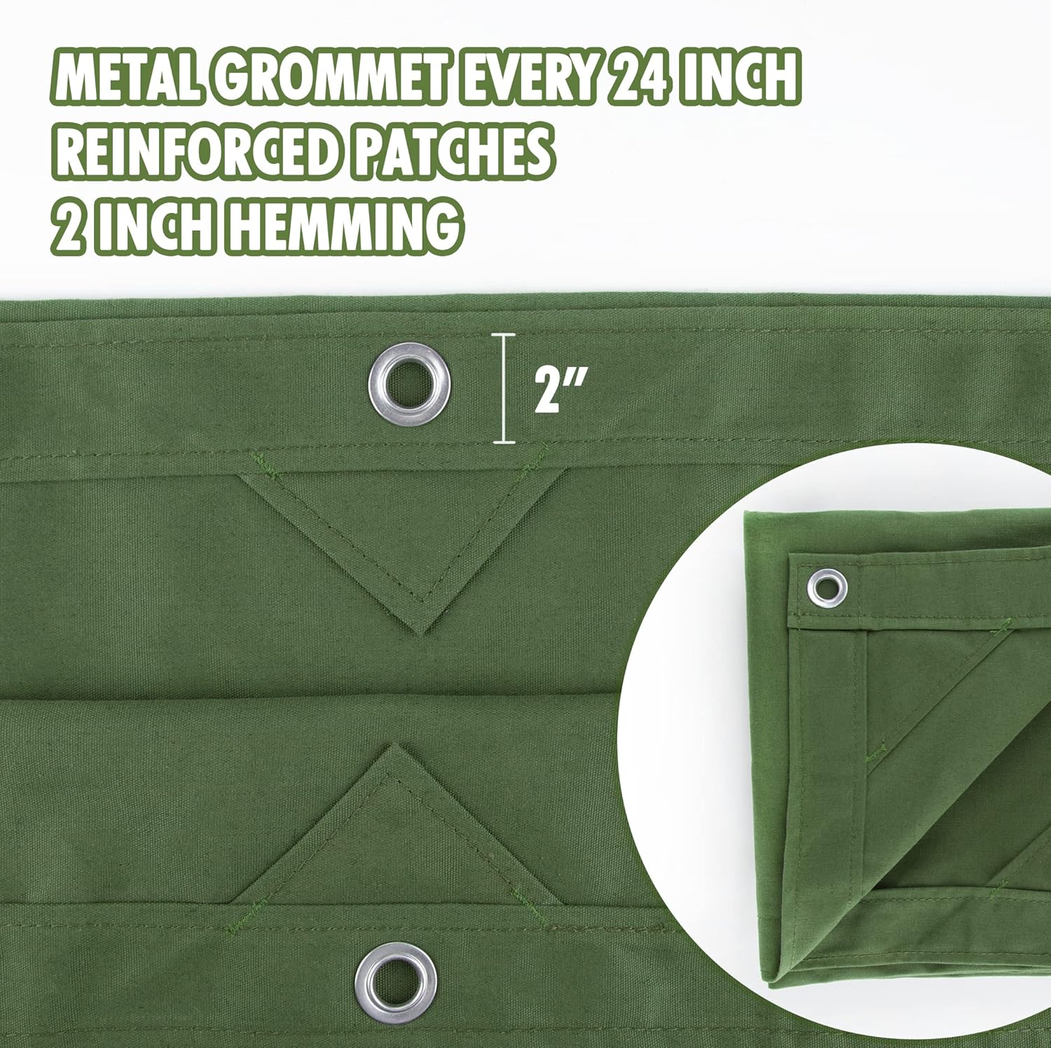Thumbnail 1 de CARTMAN 6x8 Feet Green Canvas Tarp (2-Pack) with Rustproof Grommets